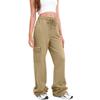 Women Cargo Sweatpants Stacked Pants Warm Fleece Drawstring Waist Casual Joggers Trousers