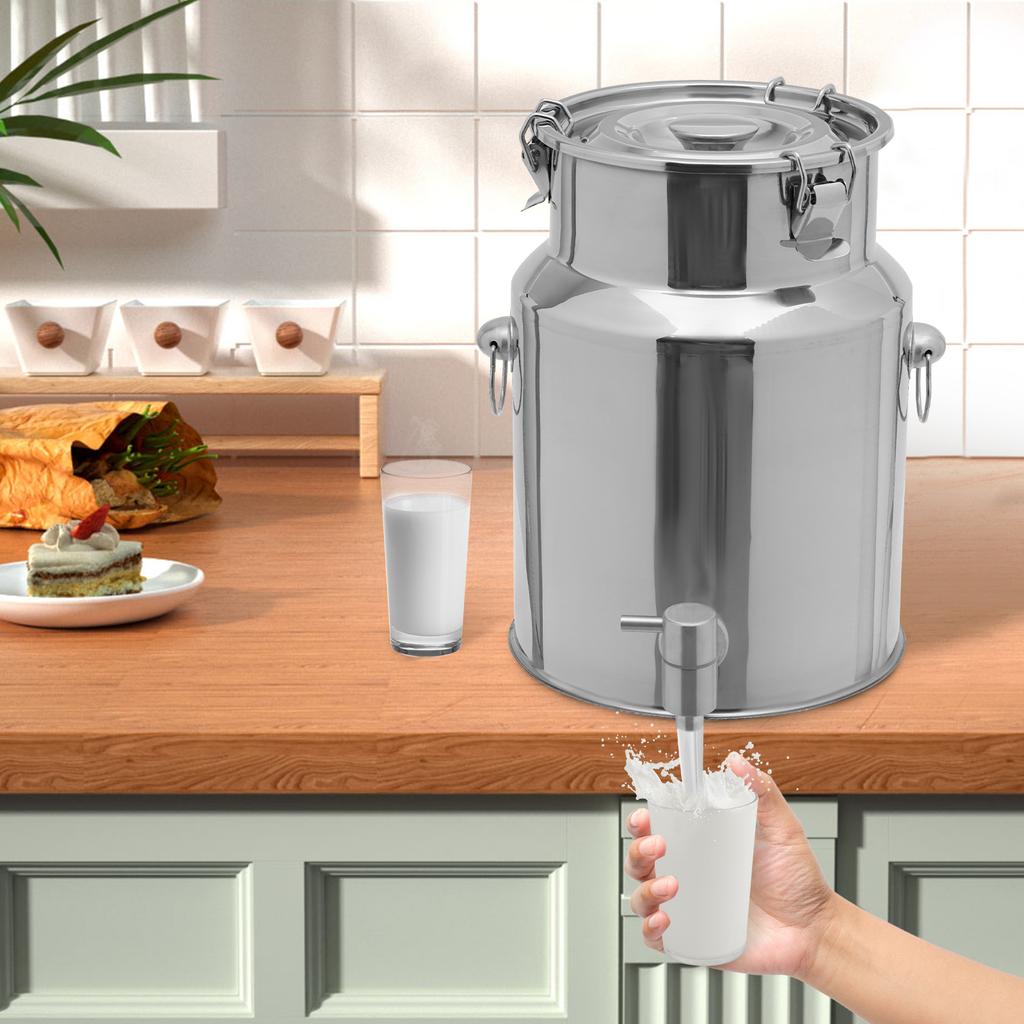 10L Beverage Dispenser w/ Nozzle, 304 Stainless Steel Drink Dispenser, Insulated Milk Can, Portable Liquid Container for Kitchen
