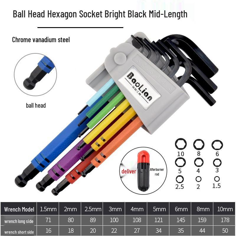 Colored Hex Key Set with Multifunctional 6-Point Screwdriver