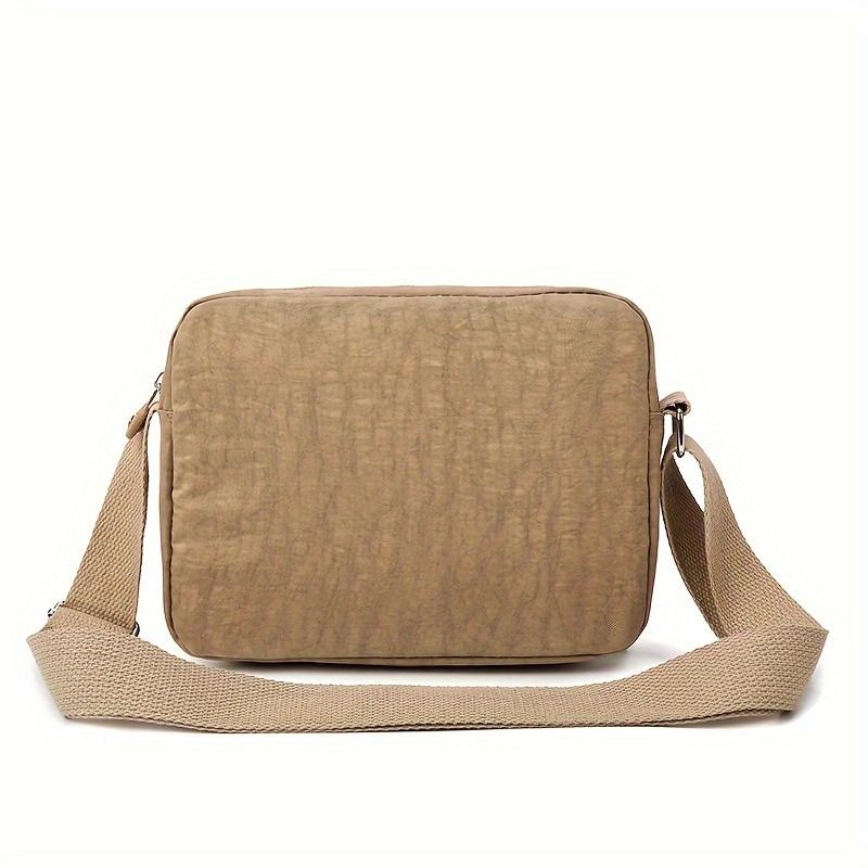 Durable Multi-layer Zipper Crossbody Bag, Nylon Square Shoulder Bag, Perfect Messenger Bag For Daily Use