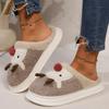 Fashion Winter Warm Cartoon Elk Fluffy Slippers Women Platform Non Slip Home Cotton Shoes Woman Thick Sole Cute Plush House Slippers