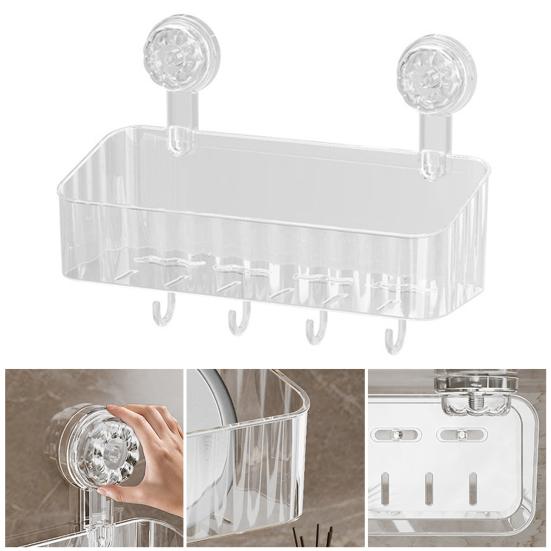 No-Drilling Corner Shower Caddy Suction Cup Holder with Hook Strong Load-bearing Easy to Install Removable Basket Storage Shelf