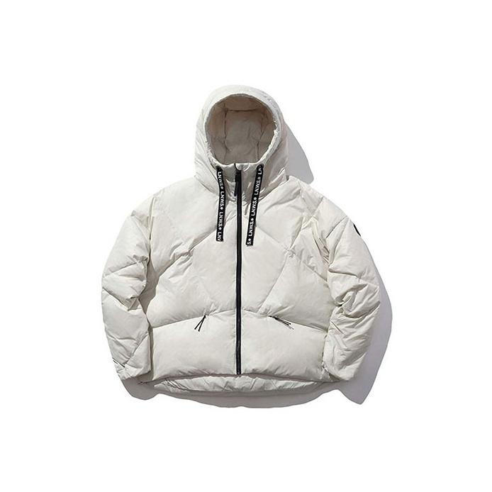 Li Ning Kurze Winddichte Warme Kapuzen-Freizeit-Sport-Daunenjacke Damenjacke Perlweiß AYMP162-3