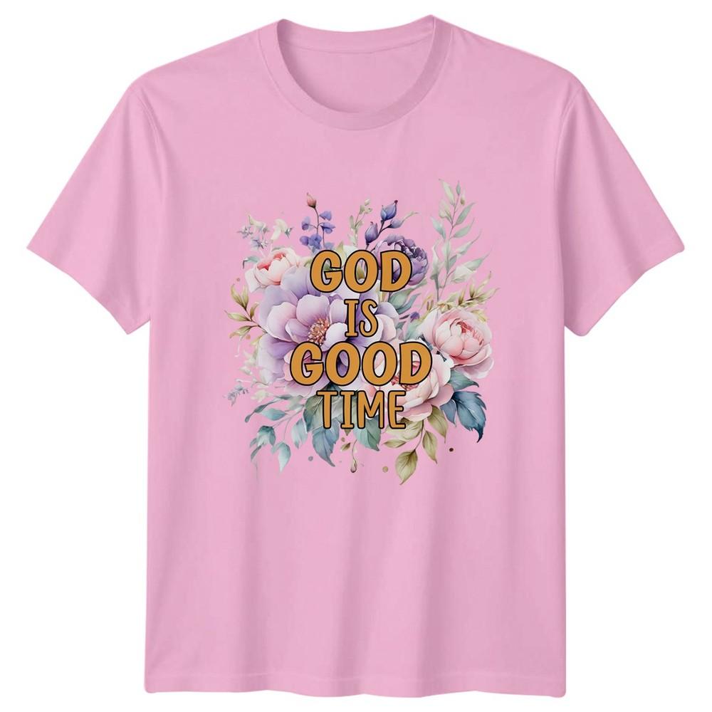 God Is Good Time Unisexs TShirt Floral Christian Faith Christmas Gift For Her