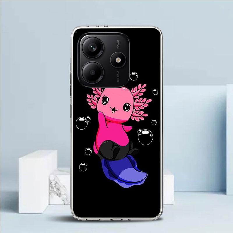 Cute Axolotl Kawaii Soft Cover for Xiaomi Redmi Note 15 14 13 12 Pro Plus Phone Case 14S 11S 11T 11E 10S 10 4G Pattern Shell Red