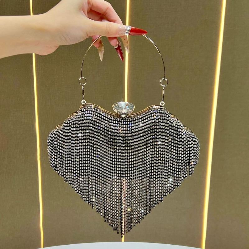 Diamond-encrusted Tassel Dinner Bag, Dress Handbag, Clutch Bag, Rhinestone Crossbody Women's Bag, Niche Bag