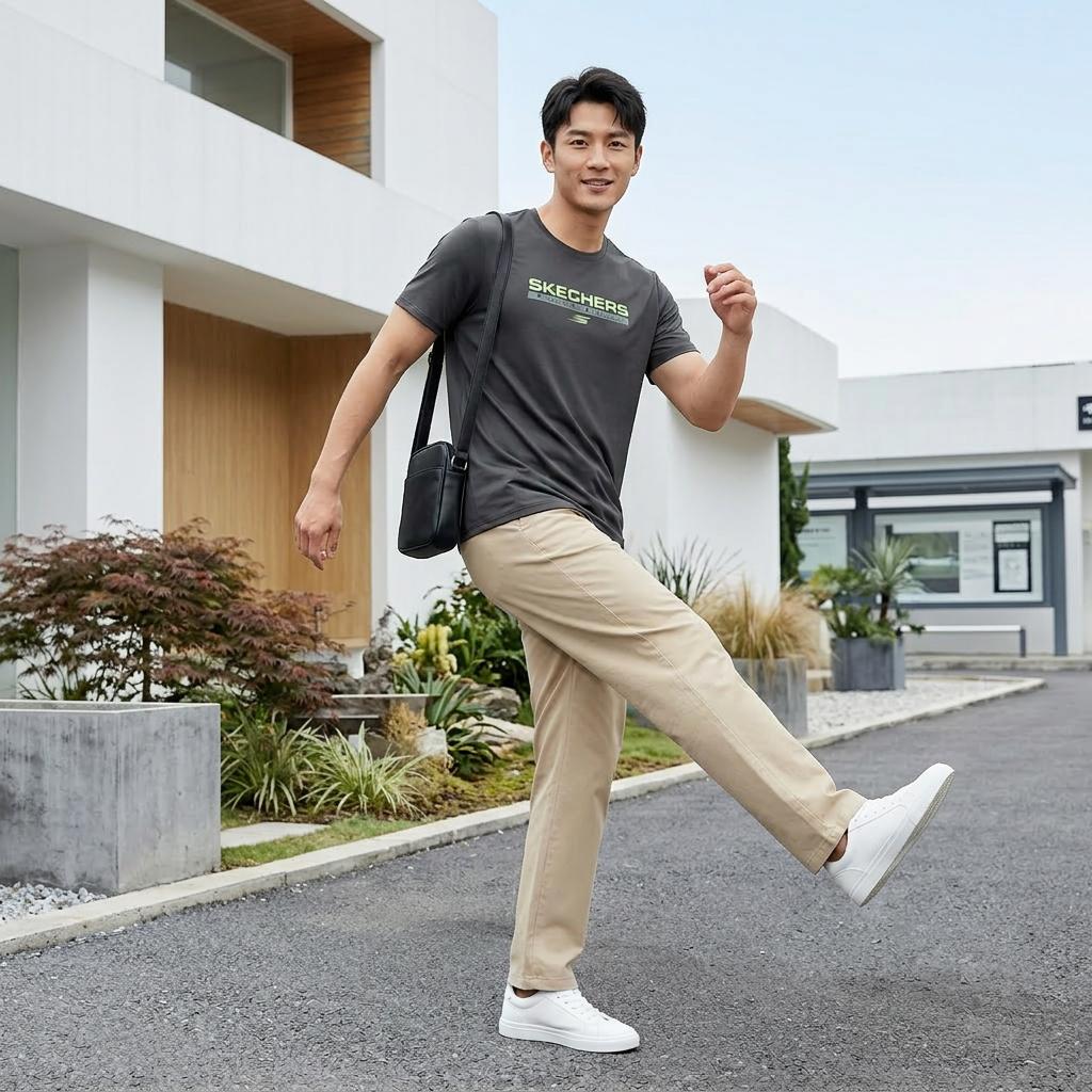 Skechers Sport-Utility Comfortable Skin-Friendly Casual Short Sleeve T-Shirt Men tops P225M160-0018