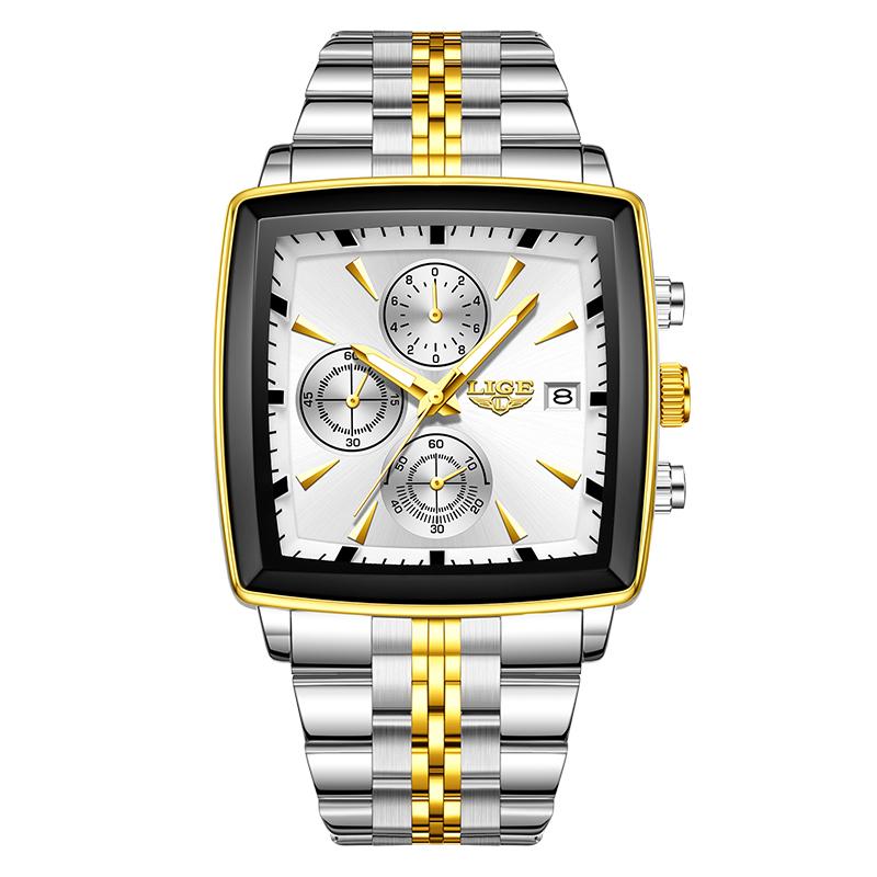 Waterproof Watch For Men Casual Sports Luminous Men s Quartz Wristwatches Stainless Steel Square Chronograph Reloj Hombre