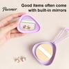 Small Jewelry Organizer Powder Puff Storage Box with Mirror And Handle, Dustproof Portable Case Makeup Sponge Container, Compact for Outdoor