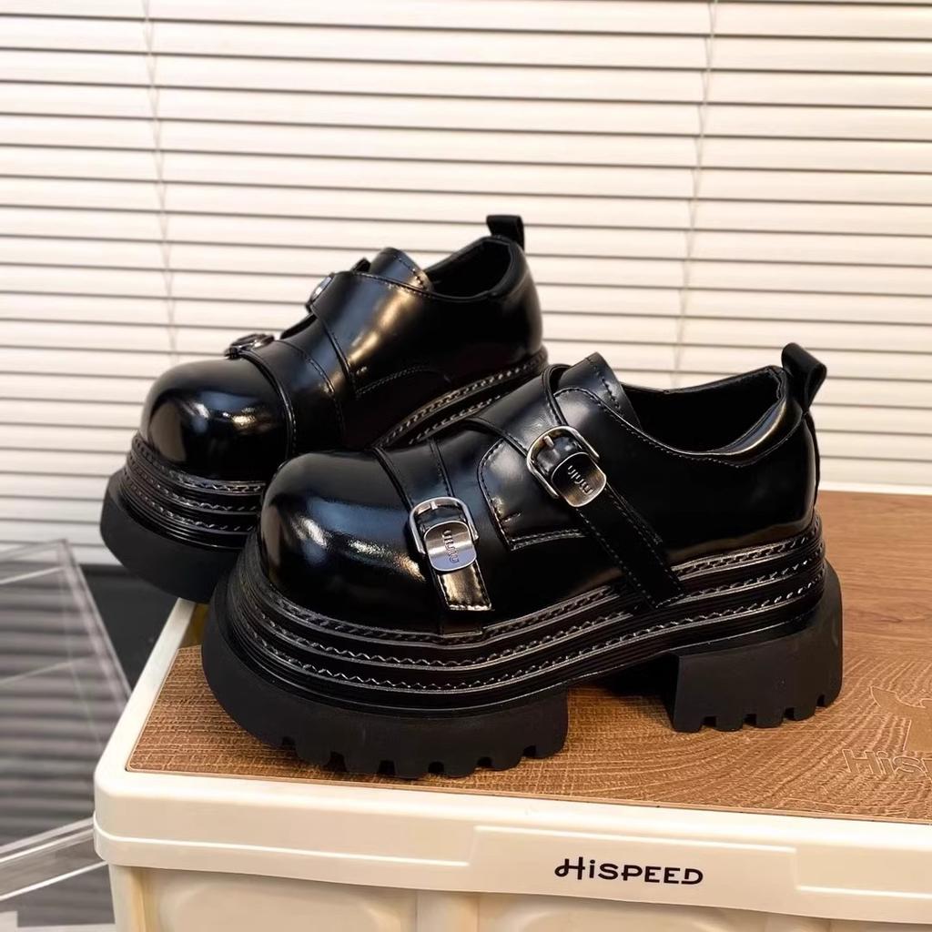 2025 spring sweet and cool platform loafers women's new versatile retro British college style small leather shoes increase height