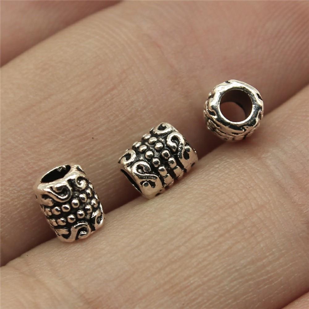 20pcs Antique Silver Color European Big Hole Beads Spacer Beads Charm Pendants Jewelry Accessories DIY