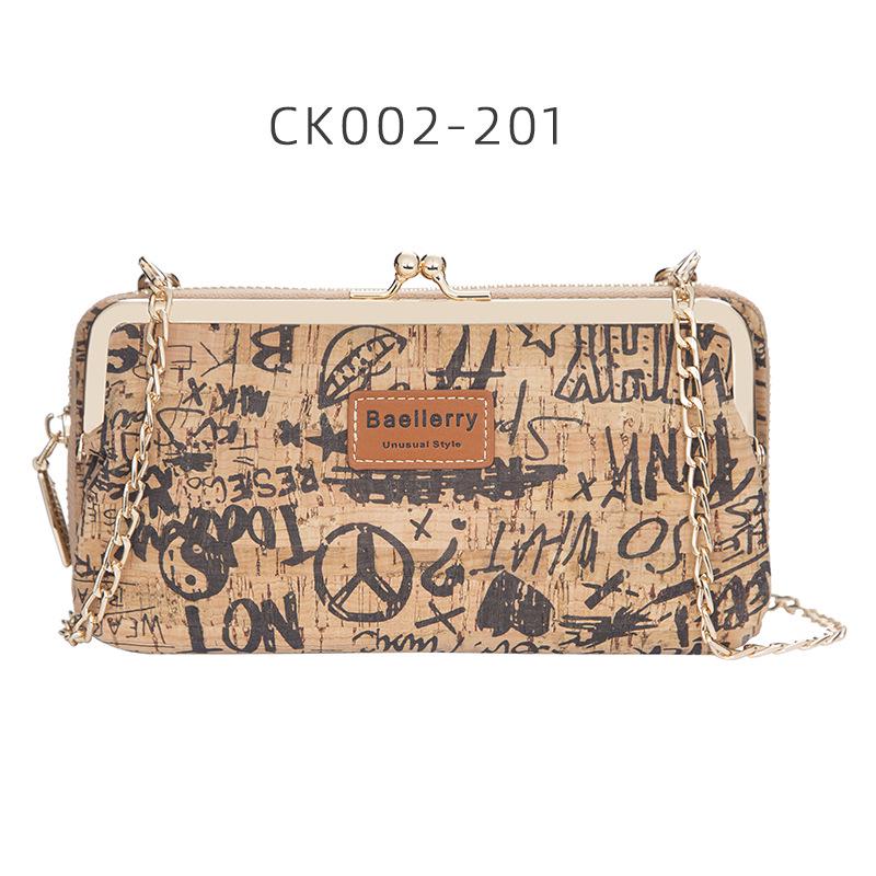 Baellerry Women's Long Purse Fashion Cell Phone Bag Printed Wallet with Metal Chain Multifunctional Crossbody Bag