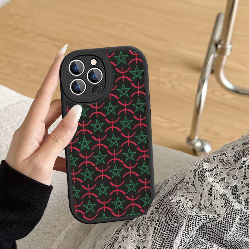 Morocco Map Flag For IPhone 16 15 14 13 12 11 Pro Max Plus Shockproof Leather Soft Phone Cover