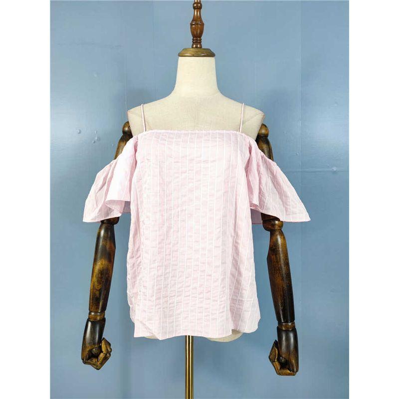 

Export H Home off-the-Shoulder Strap Tops Striped Fashion Sexy Easiest for Match Summer New Vacation Elegant Cool Top Tops Pink L(EUR40)