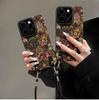 Oil painting Baicao lanyard suitable for Apple 16promax mobile phone case iphone13 silicone sheepskin 15 retro niche