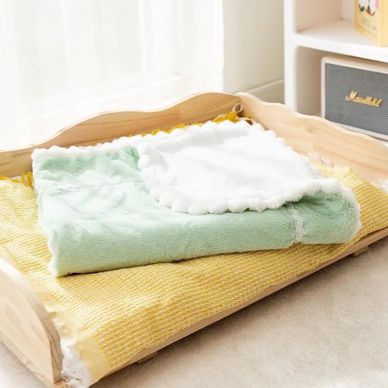 Pet Blankets Ins Autumn and Winter Warm Cat Litter Cat Cushion Plaid Carpet Flannel Small Dog Dog Quilt