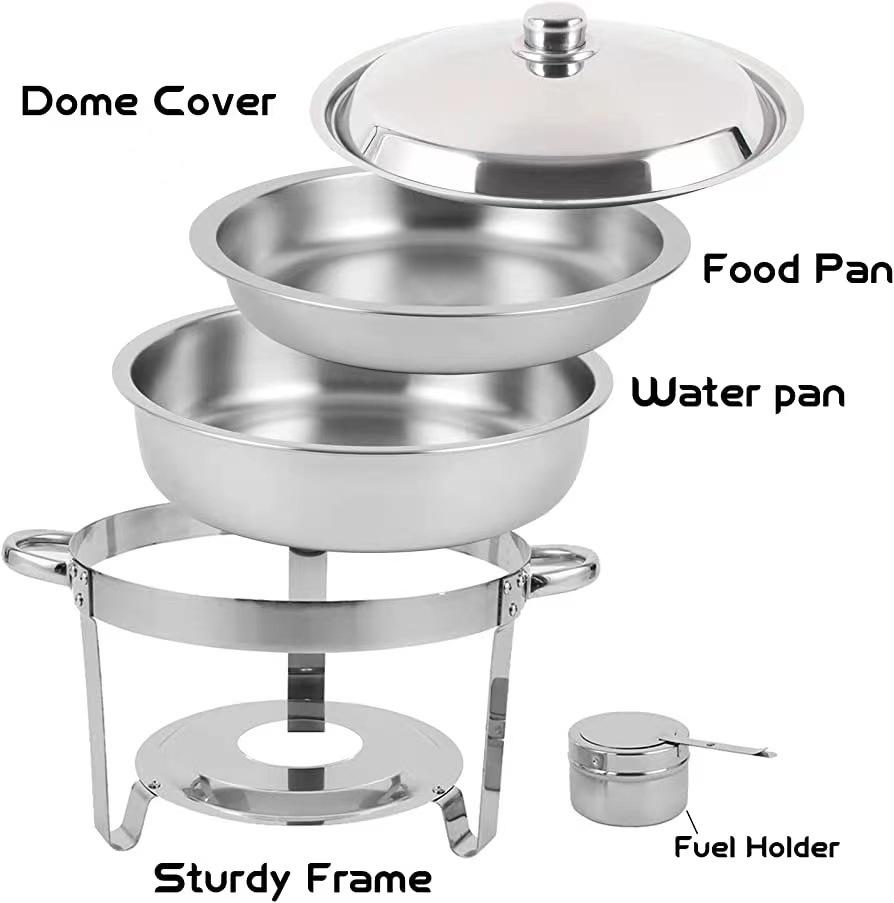 Gold Round Stainless Steel Folding Chafing Dish Set with Folding Frame