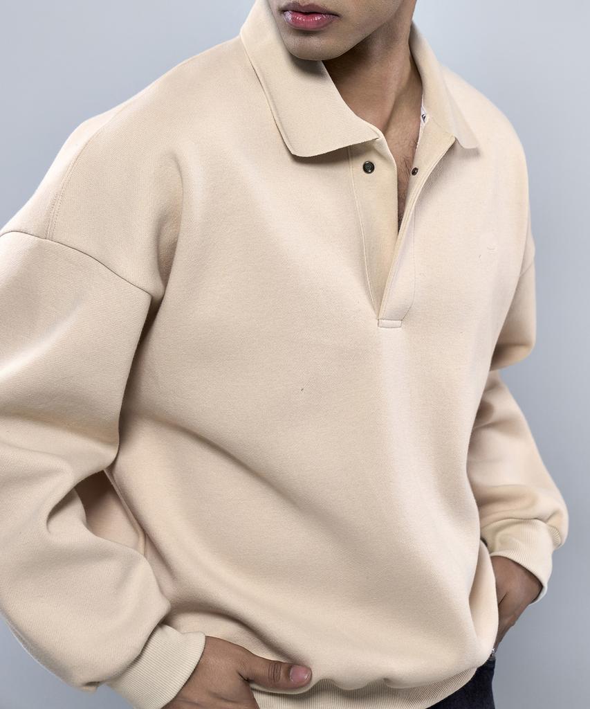 Pijikeolgameoncheu P2587 Collared Oversized Sweatshirt [3 Colors]