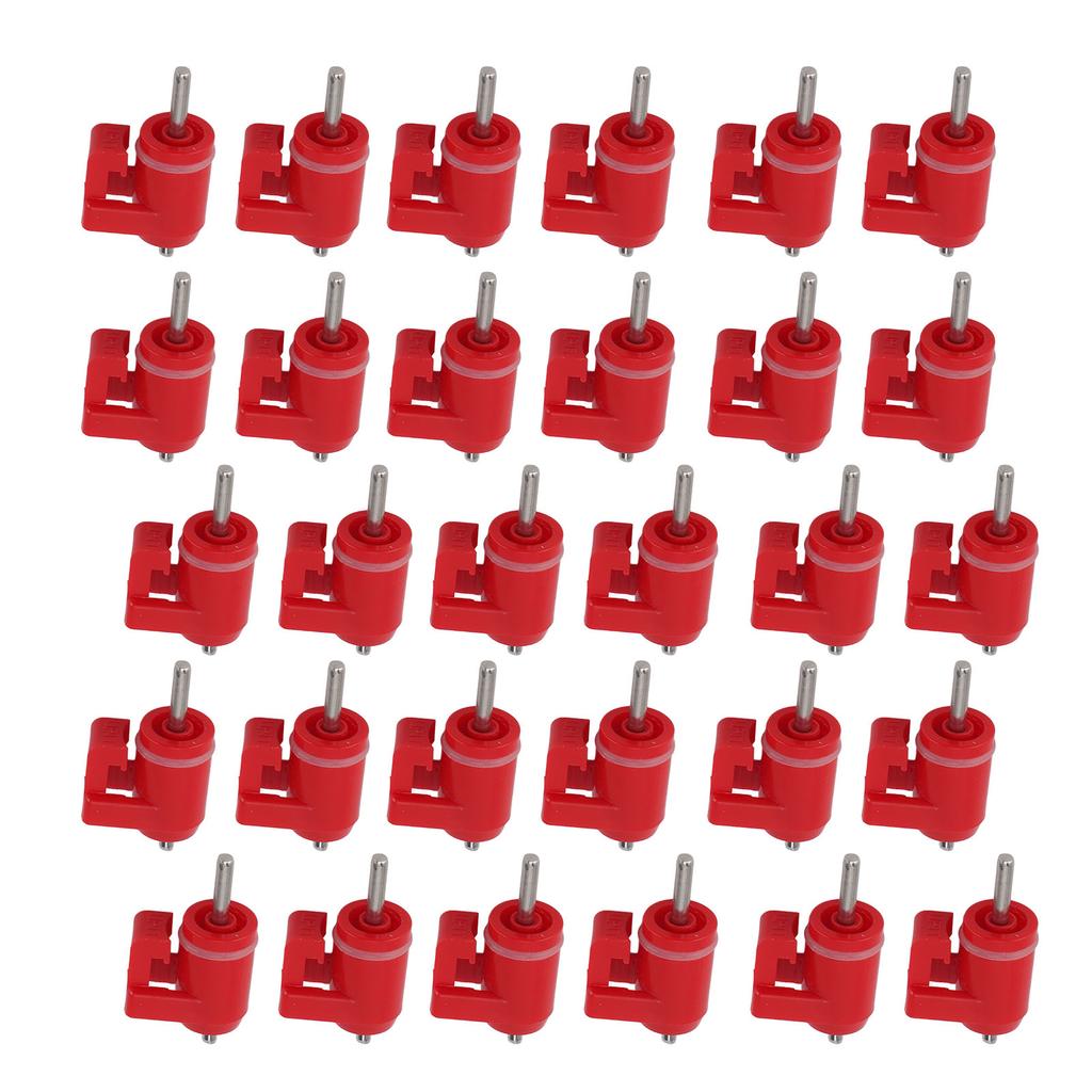 30Pcs Chicken Nipple Waterer Poultry Water Nipple Drinker Outdoor Accessories Red Head Fine Nail