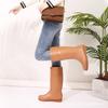 Fashion long rain shoes extra high rain boots women's velvet cotton flat-bottomed water shoes women's non-slip rubber shoes water boots matte