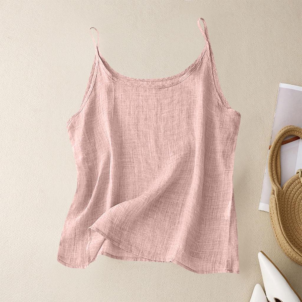 Dámské Letní Vintage Bavlněné Lenové Malé Camisole Spodní Tílko Volné Vnitřní Topy