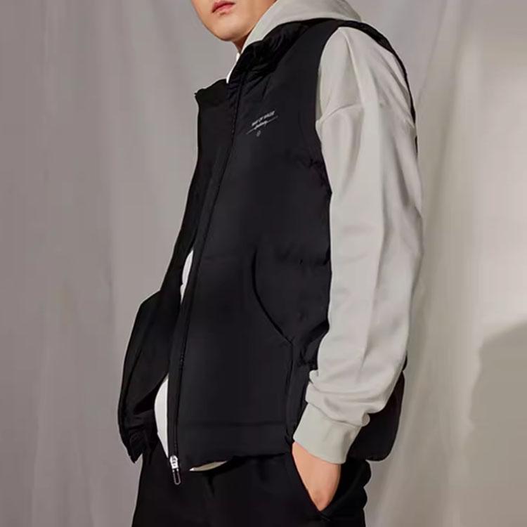 Li Ning Wade Series Solid Color Stand Collar Goose Down Vest Men Vests Black AMRT059-1
