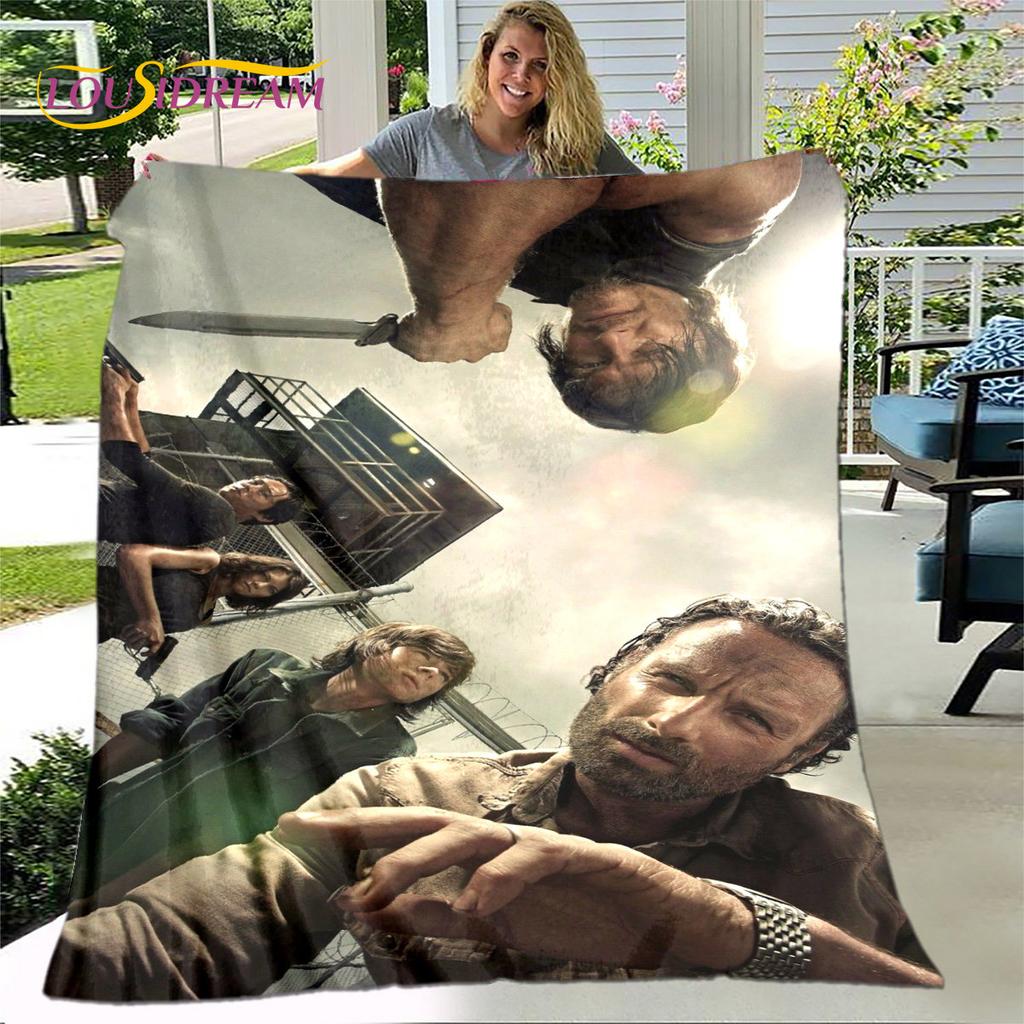 The Walking Dead Korku Yumuşak Peluş Battaniye, Flanel Battaniye Atmak Battaniye Oturma Odası Yatak Odası Yatak Kanepe Piknik Örtüsü Bettdecke