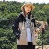 Autumn Couple Color Matching Jacket Thin Single Punch Splicing Trench Coat Loose Outdoor Windproof and Waterproof