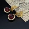 Vintage Gold Ruby Earrings With Palace Style Fashionable Versatile Light Luxury