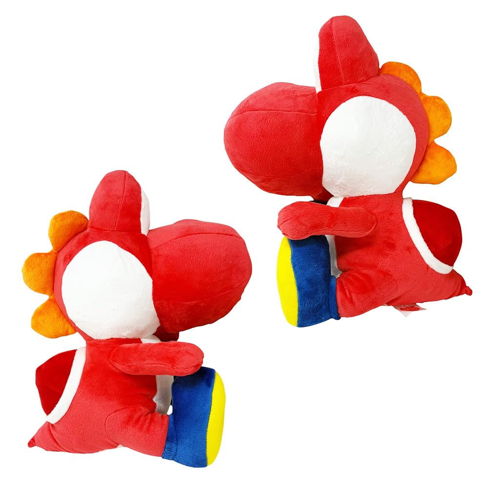 Two Types Available: Super Mario Extra-large Plush Toy, Sitting Yoshi (redblue), Character Goods, Approximately 42cm (red)