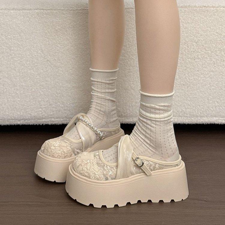 Half-slip-on Women s Shoes, Thick-soled Shoes, Heightening Sandals 35 бежевый