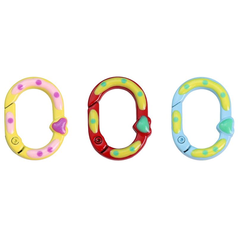 Stop malowany sprayem dwustronny brelok w kształcie serca w kropki owalny krople oleju akcesoria DIY