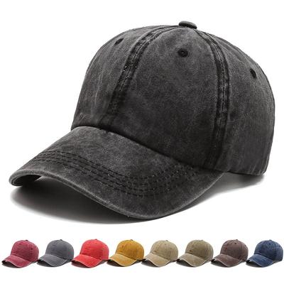 Gorra femenina primavera y verano versión coreana vieja retro visera curva placa ligera color sólido gorra de béisbol pareja gorra lavada masculina