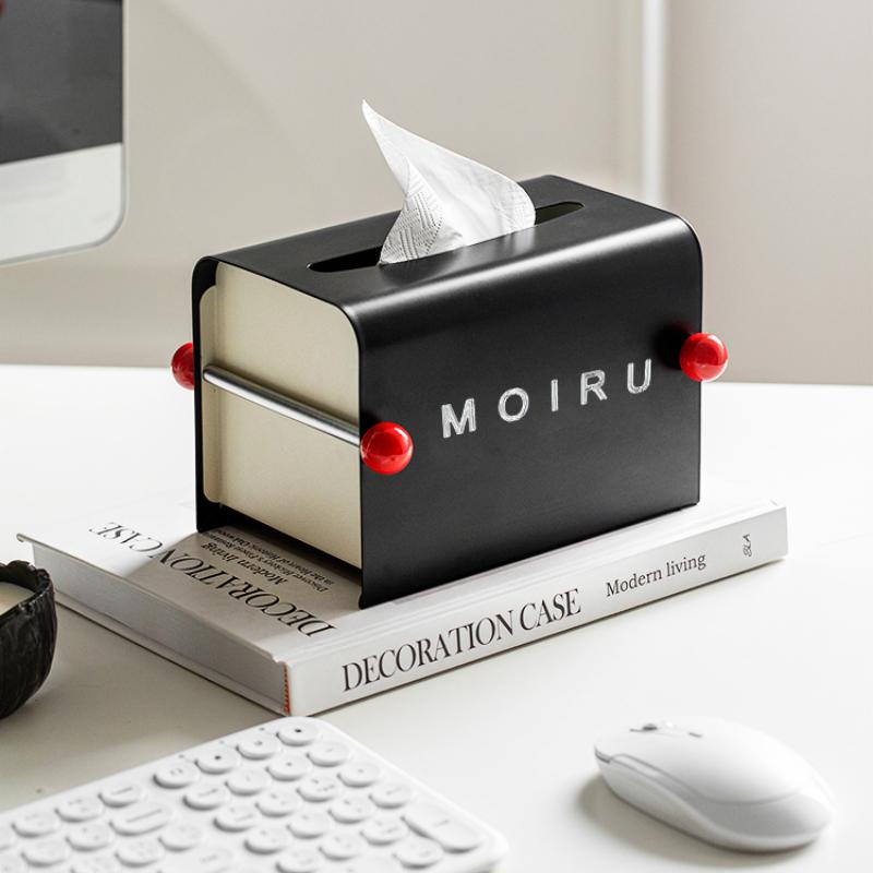 Iron Removable Tissue Box Office Crafts Seat Type Toilet Paper Dispenser Multifunctional Home Bedroom Tissue Storage Case