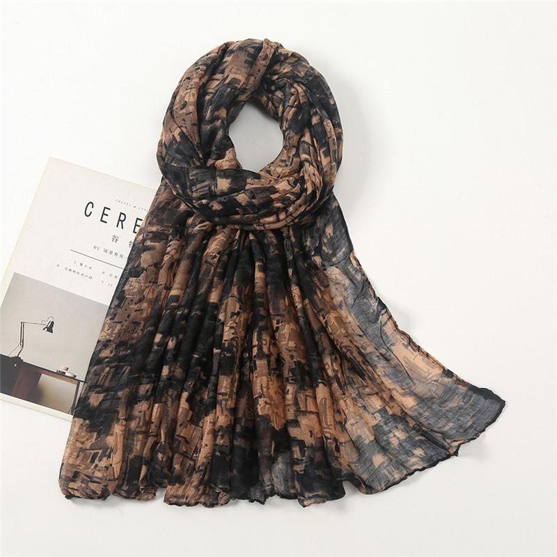 Autumn Fashion Oil Painting Floral Viscose Shawl Scarf High Quality Print Soft Pashmina Stole Wrap Snood Muslim Hijab 180*80Cm