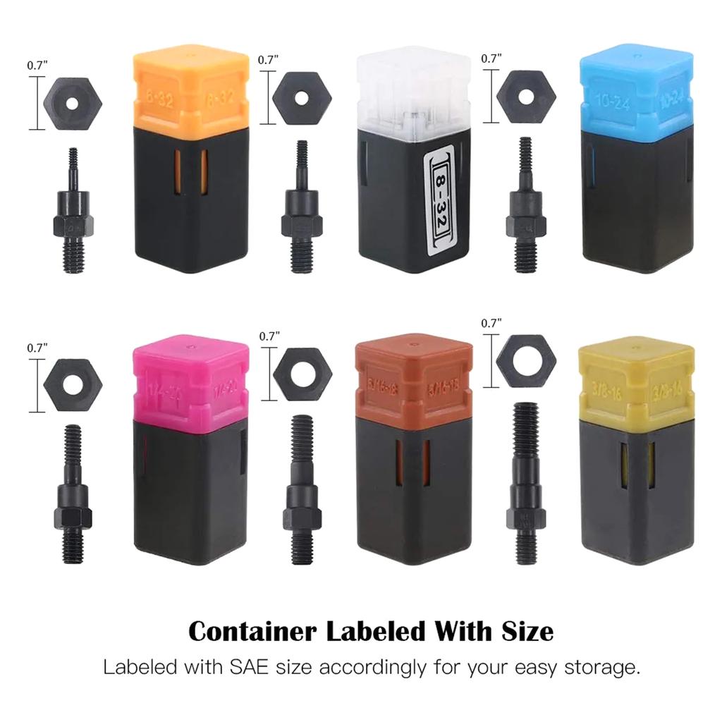 Hand Rivet Nut Tool Kit Hand Blind Riveter with 6Pcs Rivet Nuts Rivet Nut Gun Riveting Tools and Nose Pieces
