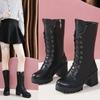 Women's Boots Hot Top 2024 Chunky Platform Pu High Heels Retro Punk Increasing Long Warm Winter Super Star Non Slip Rain Shoes