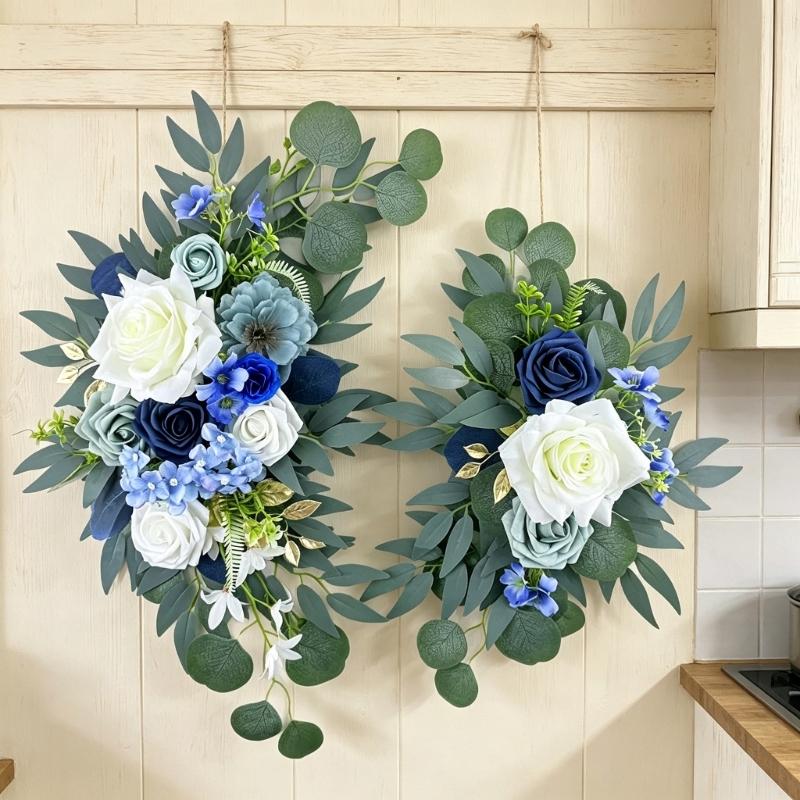 Realistic Rose Flower Arrangement Artificial Plastic Flower For Bridal Showers Wedding Reception Chair Back Decoration