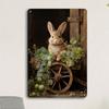 Vintage Easter Rabbit Metal Wall Art, Rustic Decor for Living Room