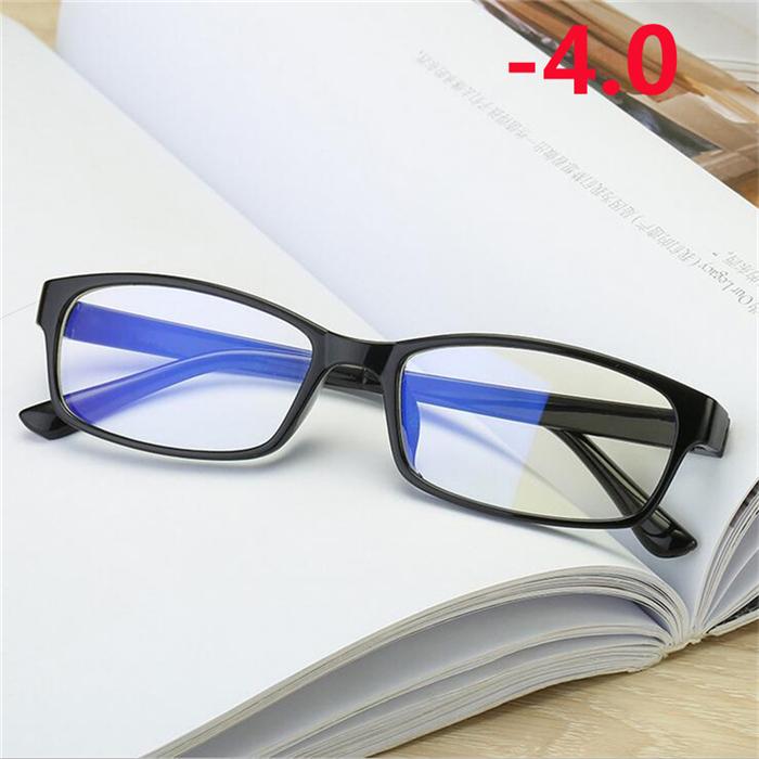 Black Frame Anti-Blu-Ray Square Nearsighted Eyeglasses Women Men Plastic Minus Degree Prescription Glasses -0.5 -1.0 To -6.0