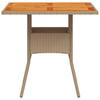 Garden Table Beige 80x80x75 cm Poly Rattan Acacia Wood