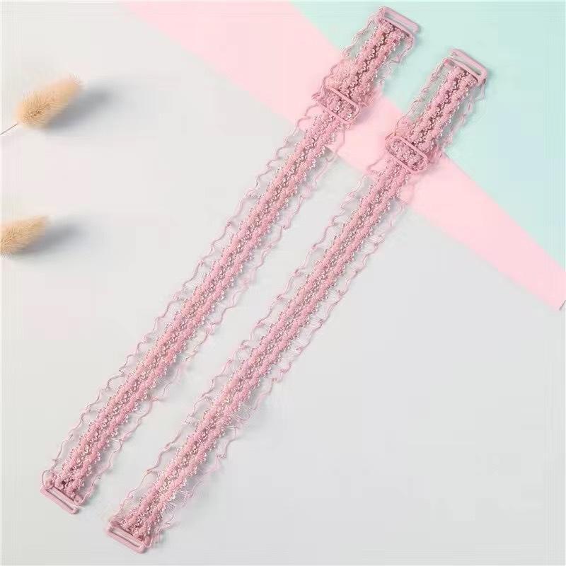 Adjustable Lace Bra Shoulder Straps 1 Pair Stretchy Non-slip Skin-friendly Women Bra Accessories for Daily Lingerie Use