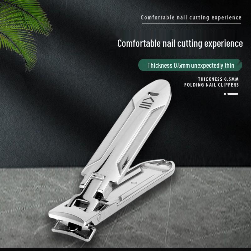 Foldable Stainless Steel Flat-Edge Nail Clippers - Portable Manicure and Toenail Tools.