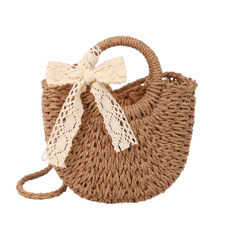 

Straw Woven Bag Ins Female Internet Celebrity Diagonal Cross Single Shoulder Beach Vacation Bag Woven Small Fresh Hand-held Large Capacity Grass Bag хакі