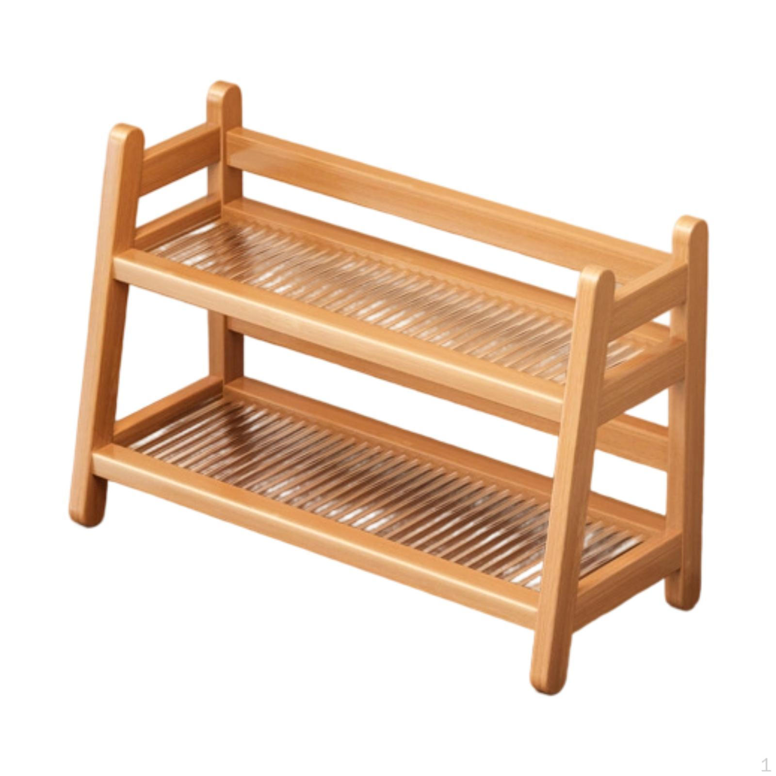 

2-ярусная подставка для демонстрации водяных стаканов, органайзер для стола, многофункциональный современный держатель для кофейных кружек для офиса Wood