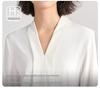 Women's White Chiffon V-Neck Professional Shirt – Elegant Formal Wear for Interviews and Office Settings