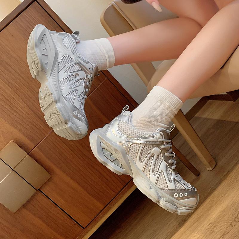 Plateau Dad Schuhe Damen 2025 neu Sommer Mesh atmungsaktiv lässige Sportschuhe leichte Wanderschuhe