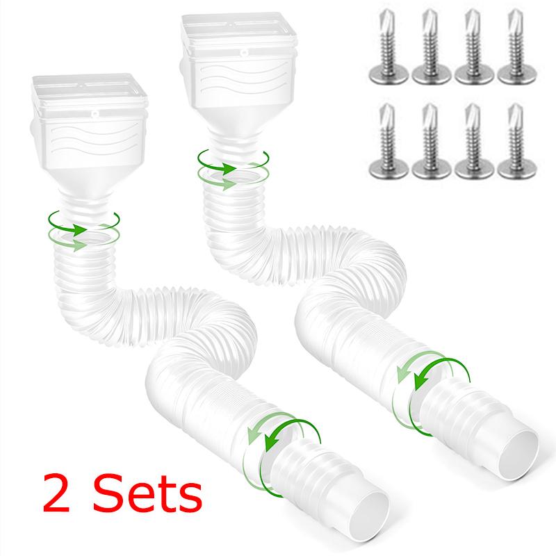 2 sets of foldable and easy to install retractable rainwater drainage pipes are durable and long-lasting