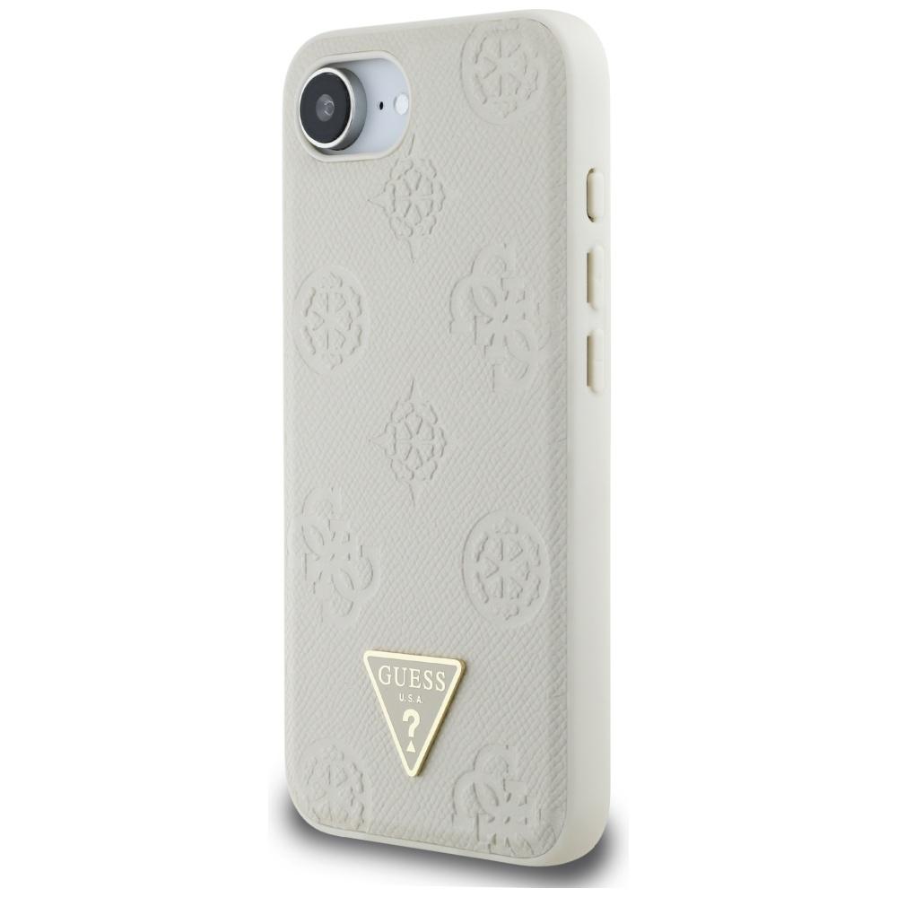 Etui Guess Grained Hot Stamp Peony       Triangle Logo Magsafe Do Iphone 16E Beżowy
