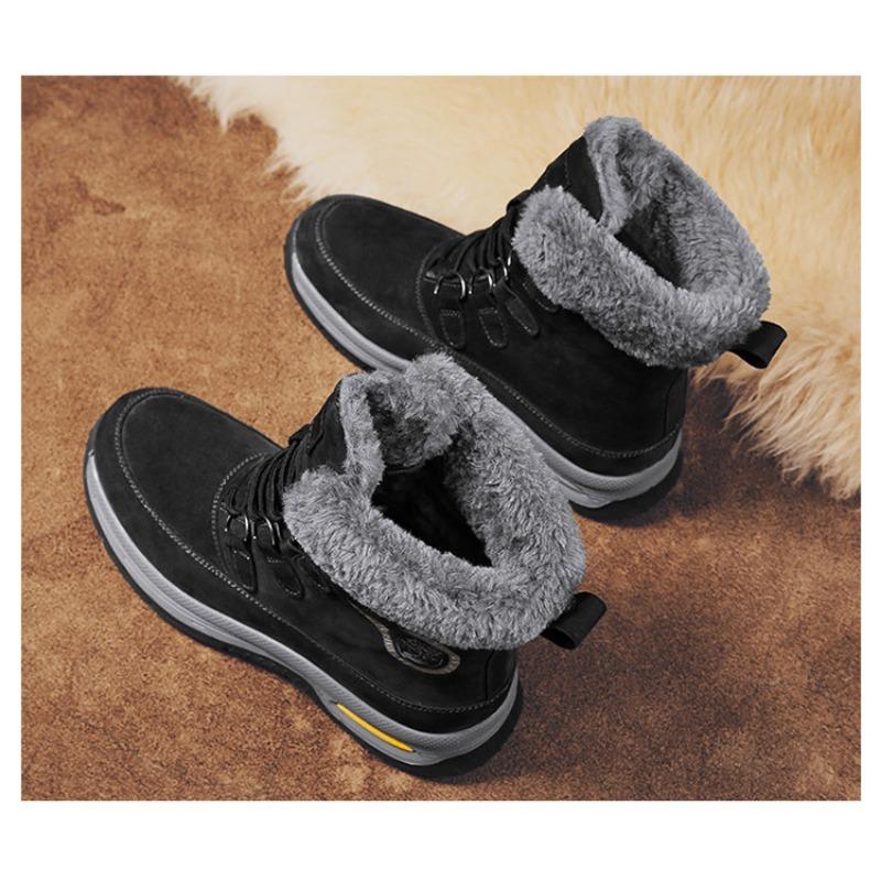 Men's Snow Boots with Plush Insulation, Warm and Thick Soles, Outdoor Men's Shoes, High Top Boots, Cotton Shoes